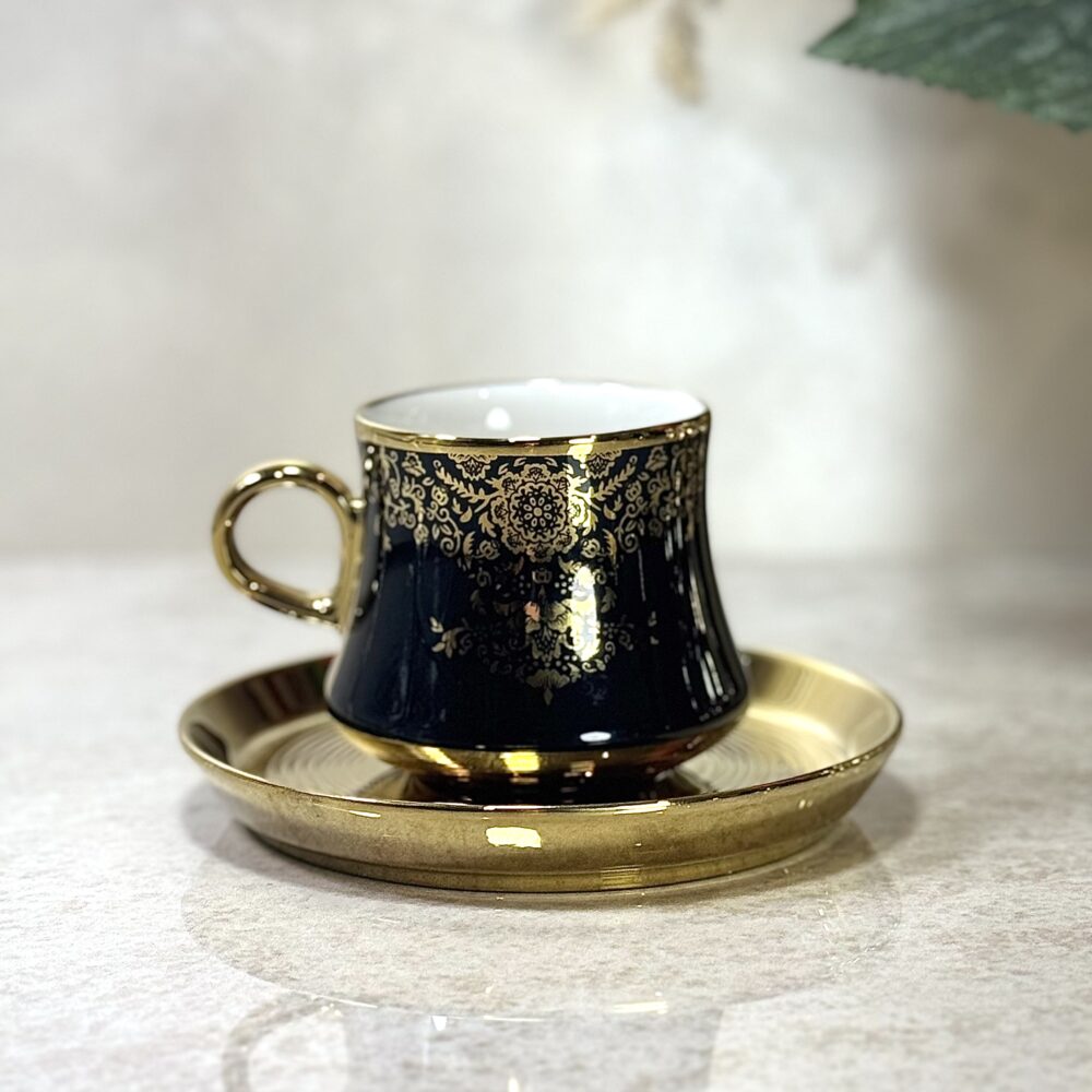 Set de 6 Tasses à Café Noir et Doré – Élégance Moderne et Raffinée
