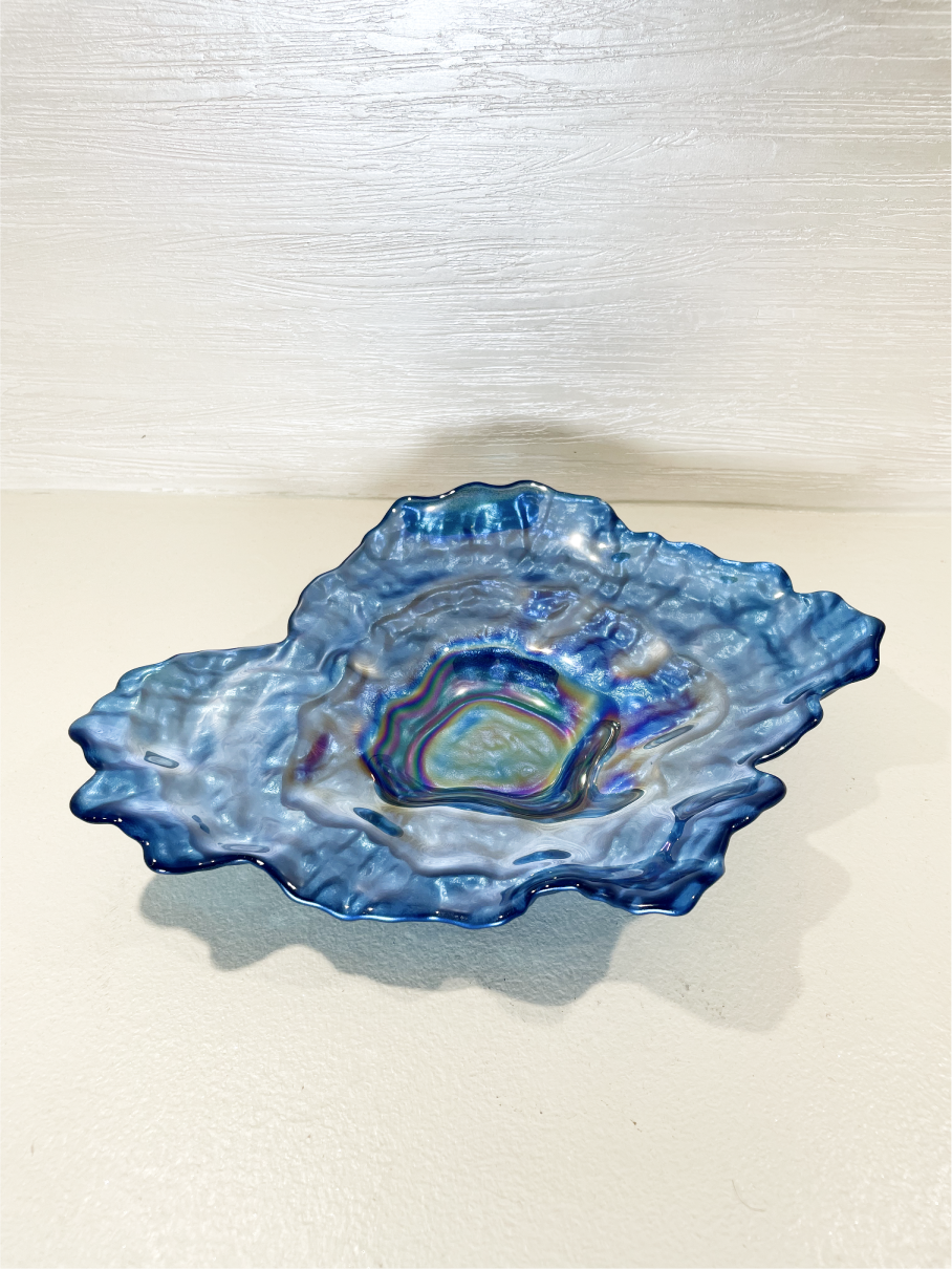 Assiette de Présentation Bleue en Forme d'Huitre