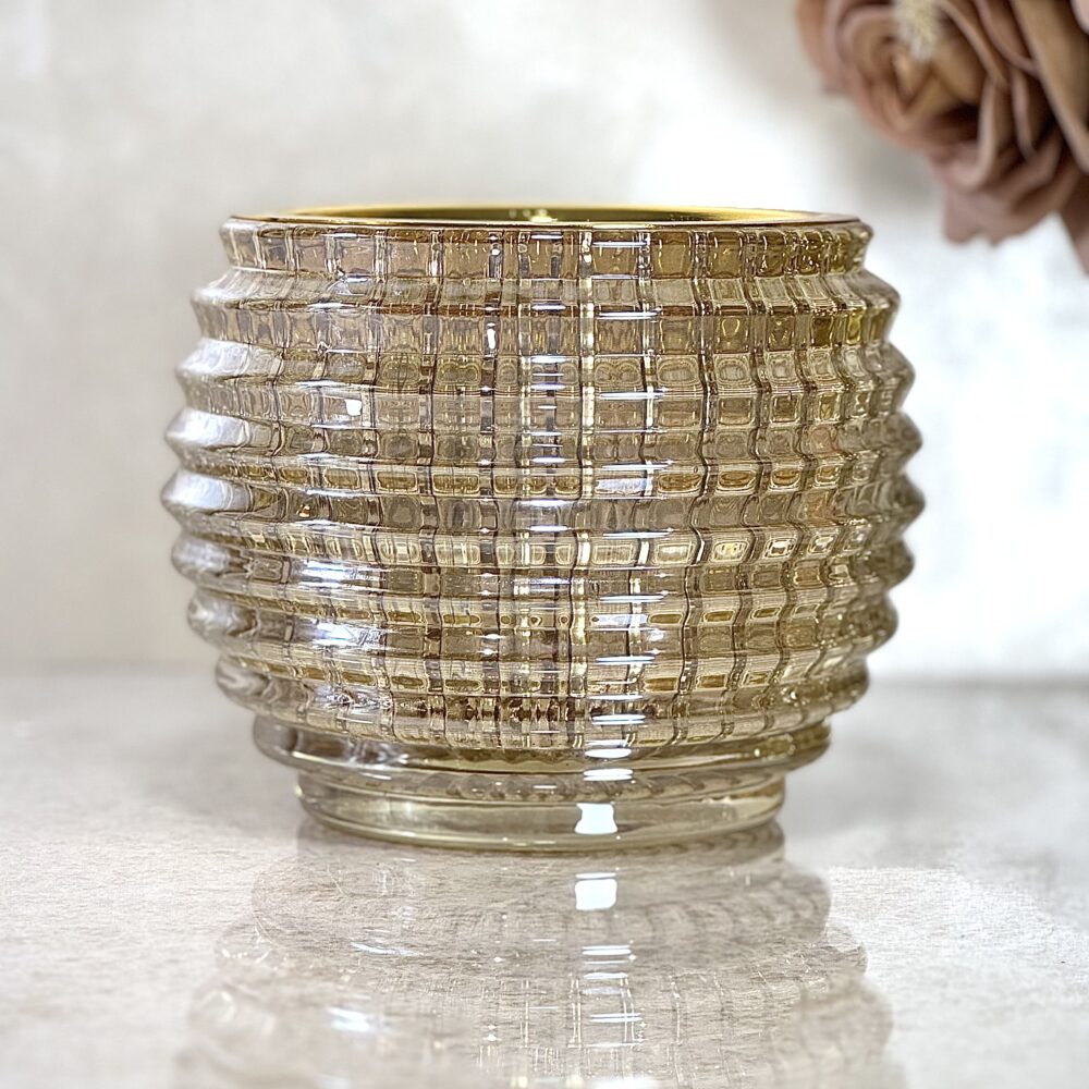 Brûleur d'Oud Sphérique en Verre Ambre Texturé – Élégance Sensorielle et Décorative
