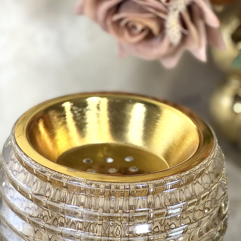 Brûleur d'Oud Sphérique en Verre Ambre Texturé – Élégance Sensorielle et Décorative
