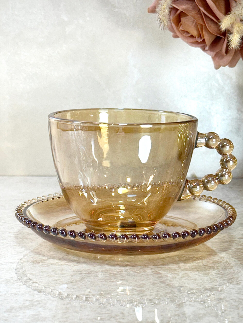 Ensemble de 6 Tasses à Café Élégantes en Verre Ambre Clair – Raffinement et Style Unique pour Votre Table