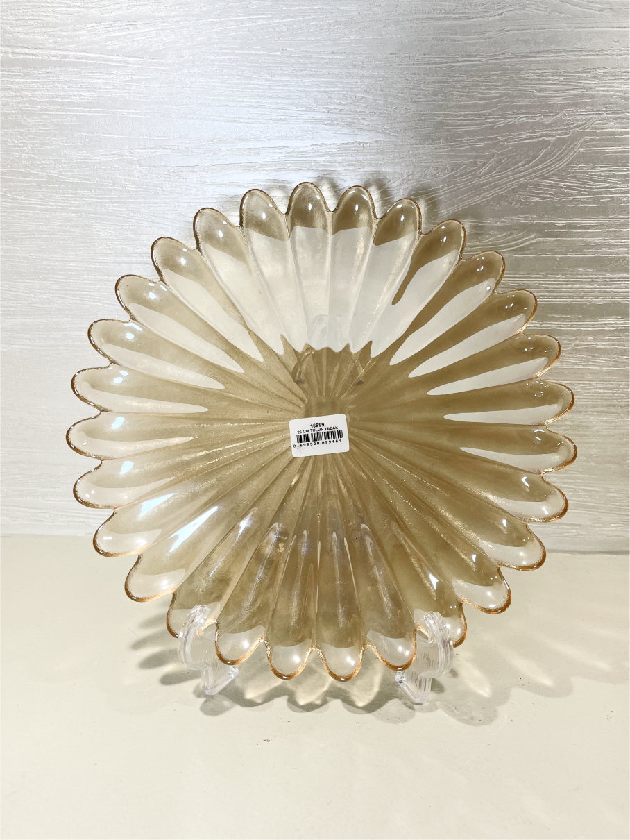 Assiette en Verre Ambre Clair en Forme de Fleur