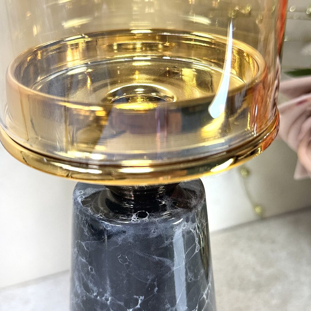 Bougeoir Grand Modèle Noir et Doré – Élégance Moderne pour Décoration