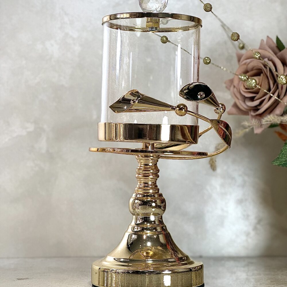 Ensemble de 3 Bocaux Élevés Élégants en Verre et Métal Doré – Décoration Raffinée et Lumineuse